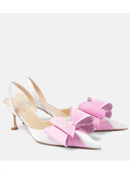 Pantofi cu toc Mach & Mach din satin slingback alb