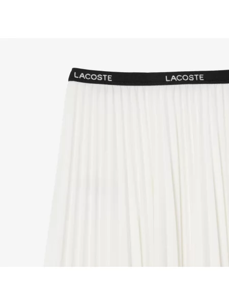 Lacoste Długa Plisowana Spódnica Z Gumką W Talii biała