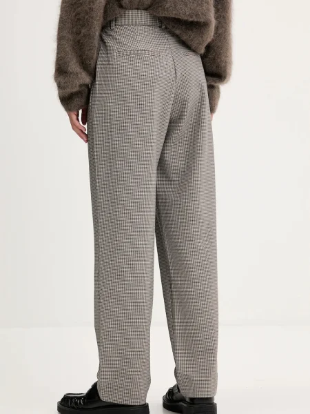 Kalhoty Abercrombie & Fitch high waist hnědá