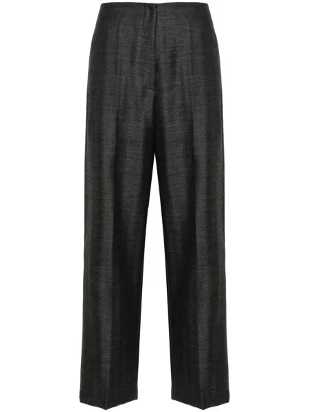 Pantaloni Forte_forte de lână cu model herringbone gri