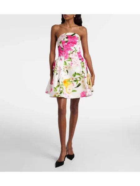Rochie Leo Lin de in cu model floral alb