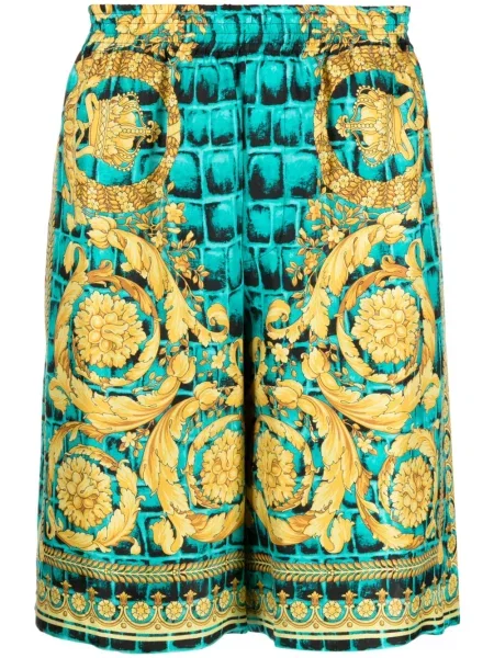 Pantaloni scurți Versace de mătase cu imagine negru