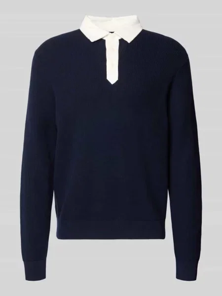 Sweter w kroju regular fit z mieszanki bawełny i wełny Gant granatowy