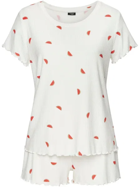 VIVANCE Kratke hlače za spanje zelena / melona / črna / off-bela bela