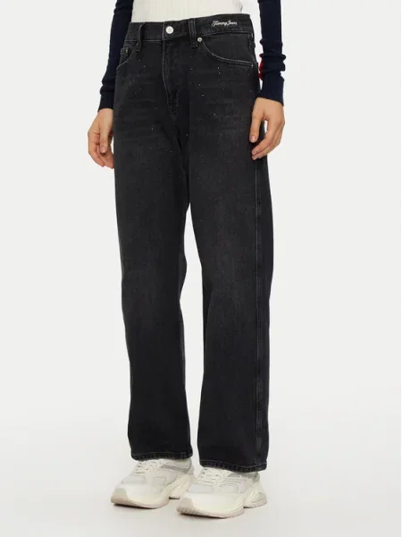 Tommy Jeans Blugi Betsy Wide Leg negru