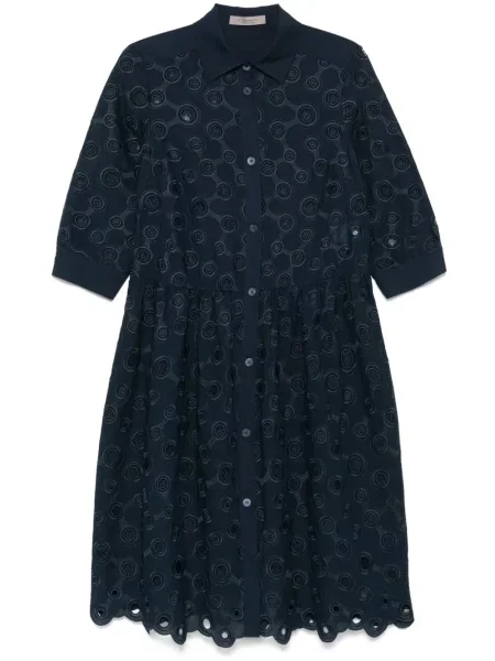 Rochie midi D.exterior cu broderie până la genunchi de costum albastru