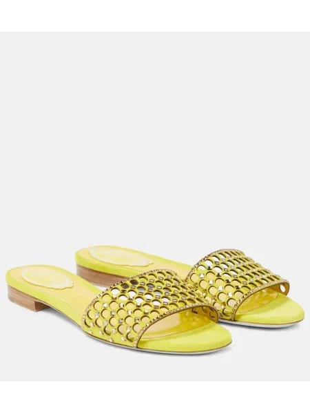 Sandale Rene Caovilla din piele de căprioară de cristal verde