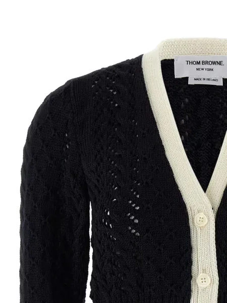 Cardigan Thom Browne cu decolteu în V negru