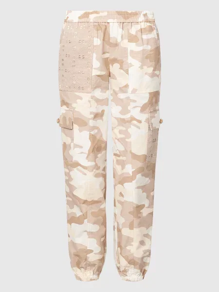 Джогери в камуфляжний принт з вишивкою Twinset бежеві