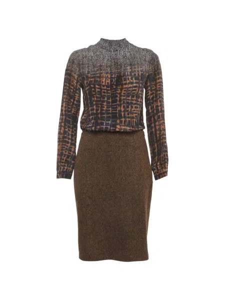 Rochie Max Mara cu imagine cu imprimeu abstract din tweed maro