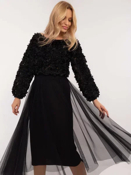 Fustă midi Fashionhunters din tul negru