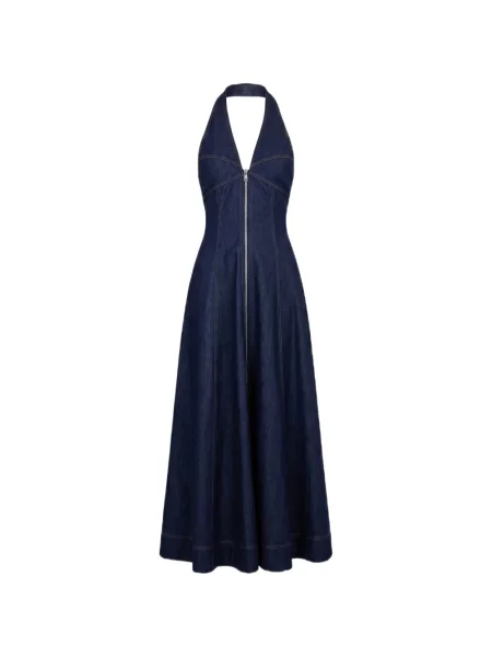 Rochie maxi Nicholas cu gât halter albastru
