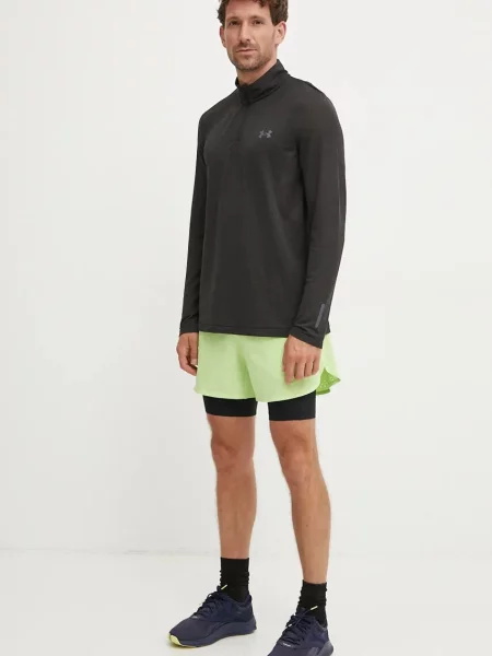 Pánske bežecké tričko Under Armour Seamless Stride Zip black/reflective čierna