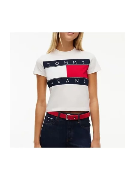 Tommy Jeans Póló tengerészkék / piros fehér
