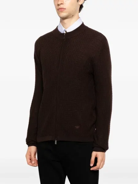 Πλεκτή ζακέτα Emporio Armani καφέ