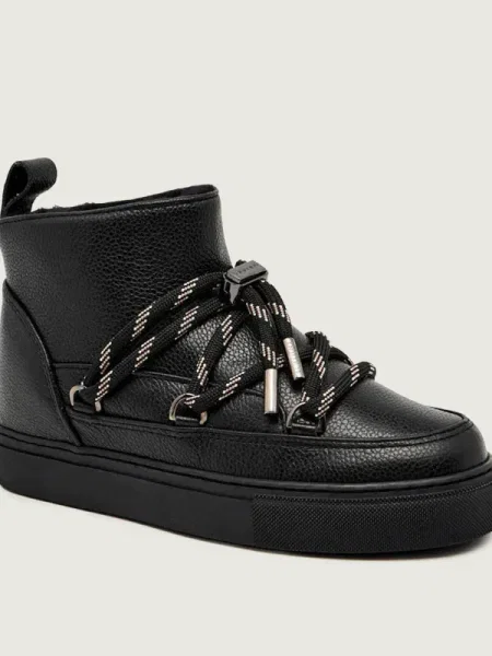 INUIKII Bocanci FULL LEATHER GLOSS cu adaos de lână | skóra negru