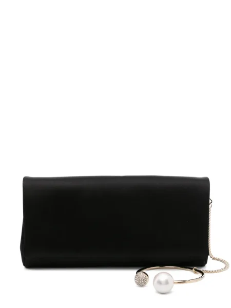 Geantă plic Jimmy Choo din satin negru