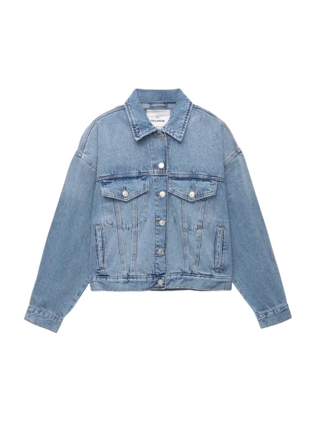 Pull&Bear Geacă de primăvară-toamnă denim albastru