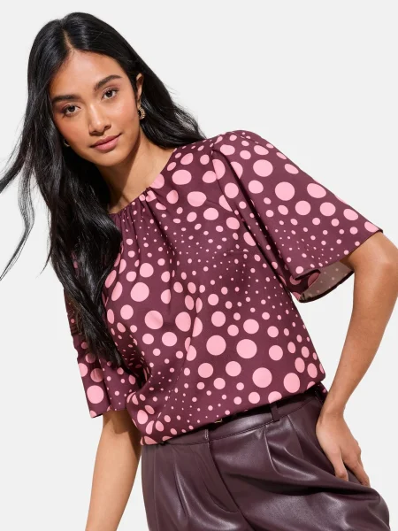 Friends Like These Bluză roz / vin roșu