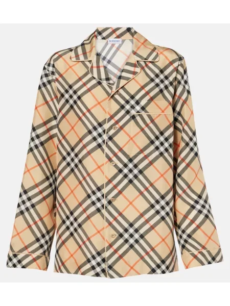 Jedwabny top Burberry beżowy