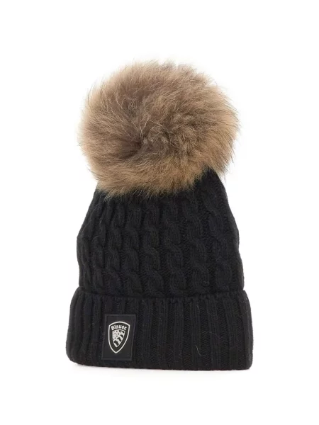 Căciulă Blauer tricotate cu pompoane negru