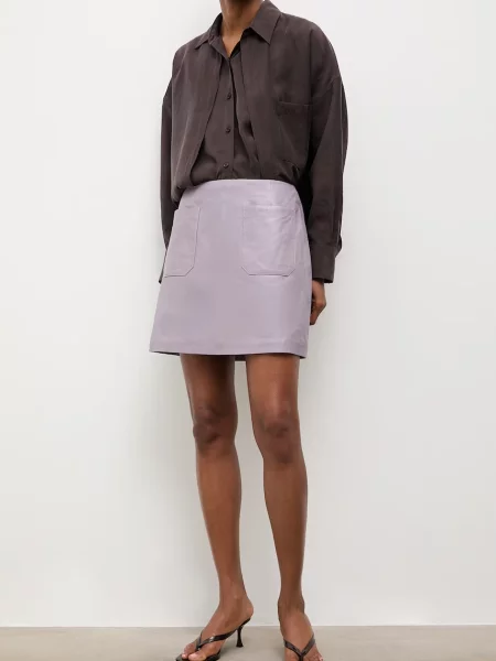 Answear.LAB fustă din piele ANNA Unscripted Collection violet