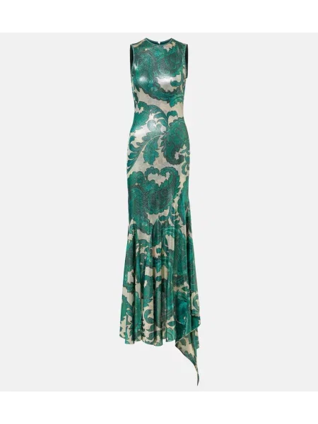 Rochie maxi Etro cu model paisley de costum verde