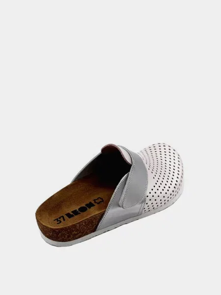 Кожаные сабо Leon серебряные