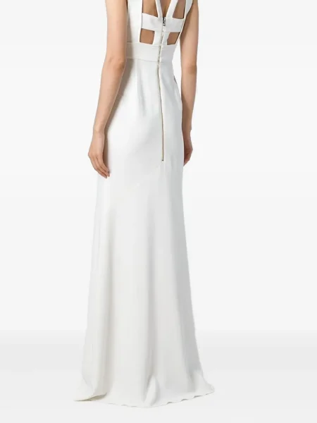 Rochie Roland Mouret cu gât halter de costum alb