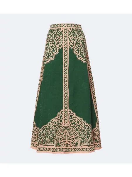Fusta maxi Johanna Ortiz cu imagine verde