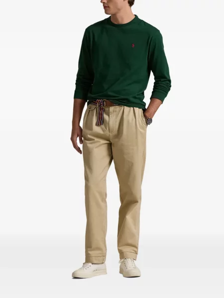 Tricou polo Polo Ralph Lauren cu glugă cu blană cu broderie roșu