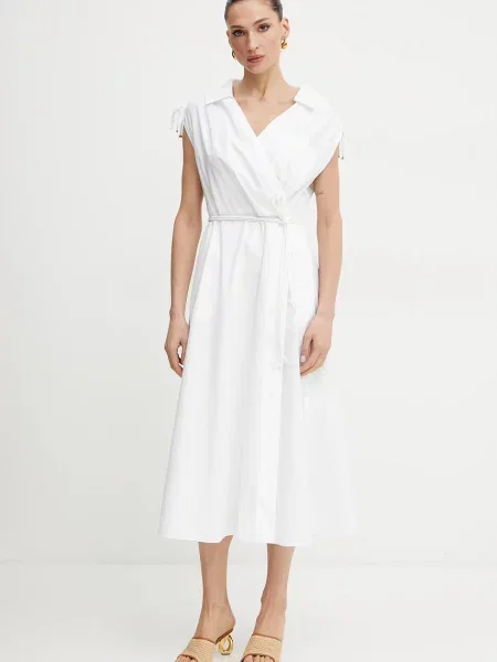 Marella rochie RIVERA midi evazati alb