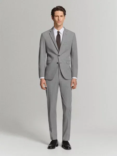 Marynarka garniturowa París super slim fit Mężczyzna 56 MANGO MAN szary