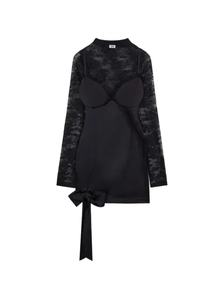 Rochie mini Gcds cu funde din dantelă negru