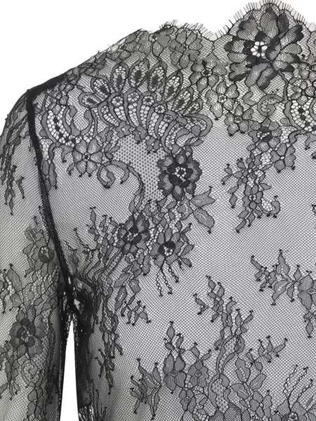 Lung top Alberta Ferretti cu model floral din dantelă negru