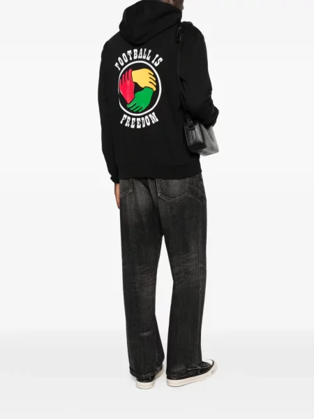 Hanorac cu glugă Adidas cu glugă cu autograf negru