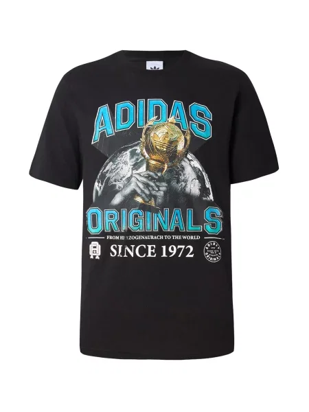 ADIDAS ORIGINALS Tricou TREFOIL SERIES REGULAR albastru deschis / auriu / negru alb