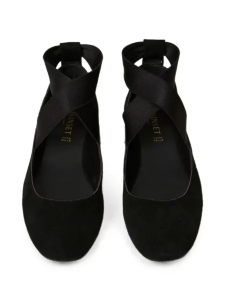 Balerini Twinset din piele de căprioară negru