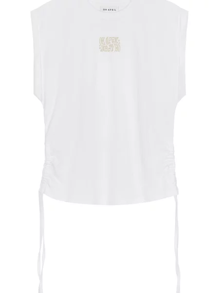 OH APRIL Tricou Riah bej închis alb