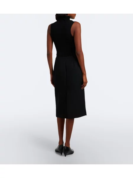 Fustă midi Jil Sander de lână negru