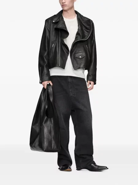 Geanta de piele Maison Margiela negru