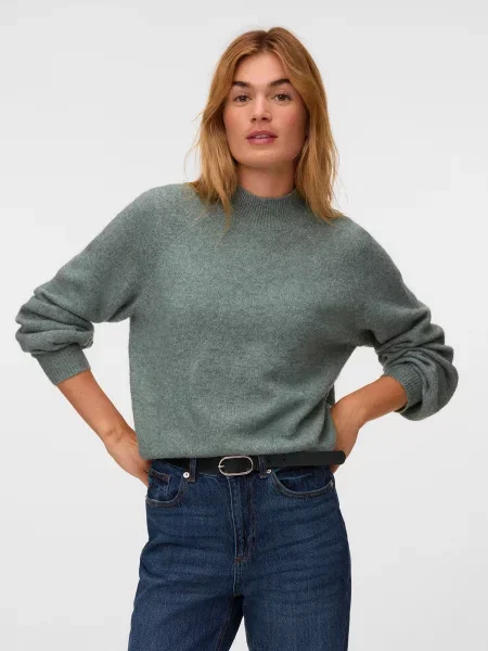 VERO MODA Pulover VMLEAF închis verde