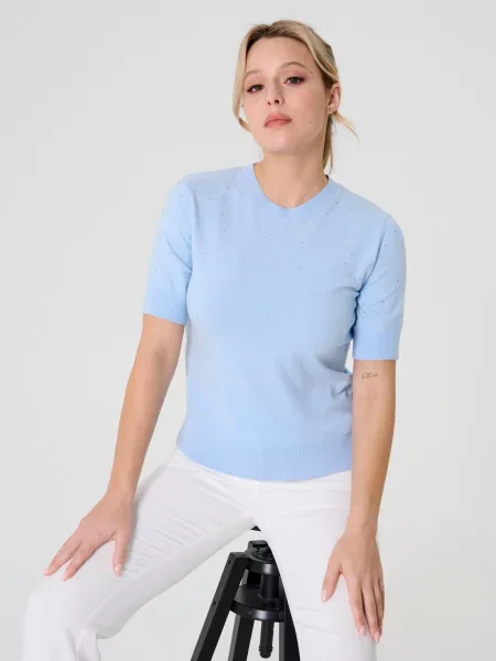 Светр-блузка синій