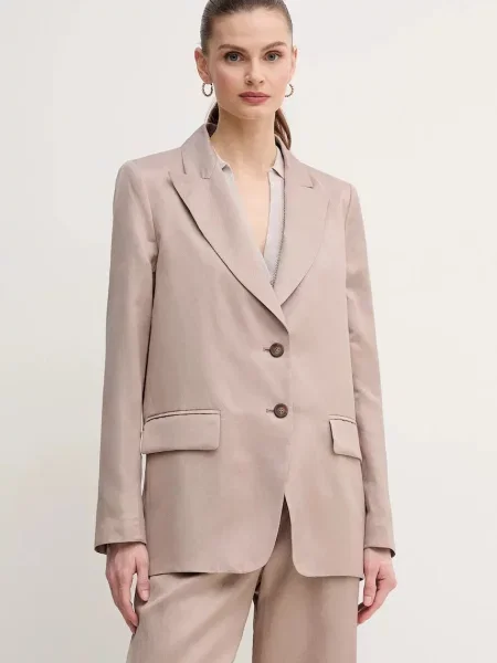 Marc Aurel blazer din amestec de in un singur rand de neted bej
