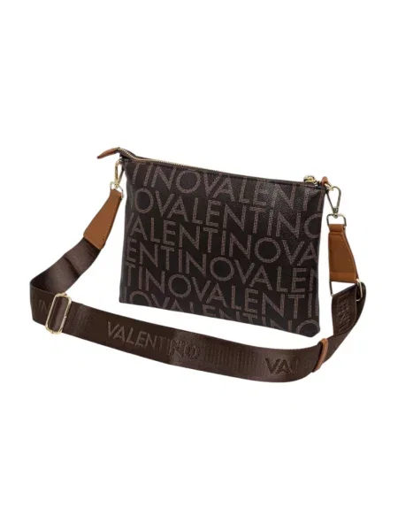 Lniana torebka Valentino By Mario Valentino biznesowa brązowa