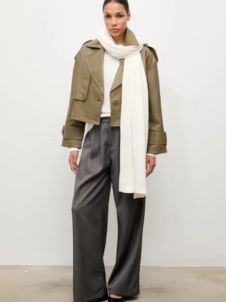 Answear.LAB geaca de piele de tranzitie oversize verde