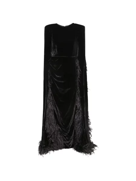 Rochie Amen de catifea cu pene negru