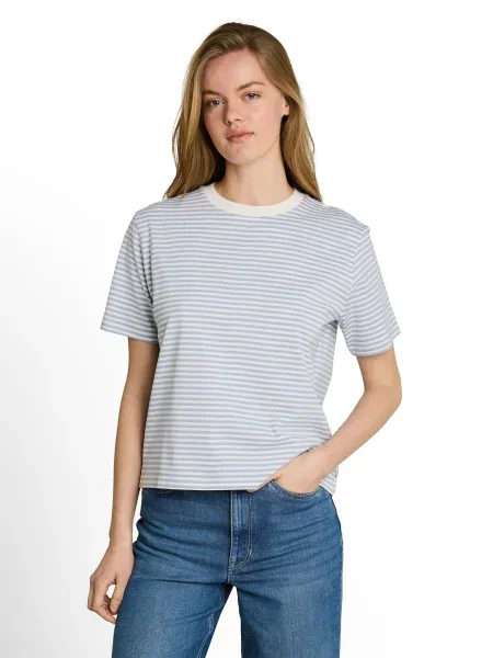 TOM TAILOR DENIM Tričko svetlomodrá biela