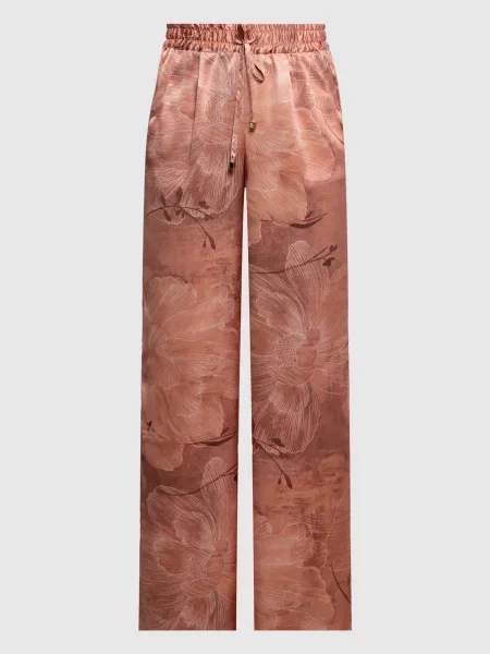 Штани із шовку в квітковий принт Kiton рожеві