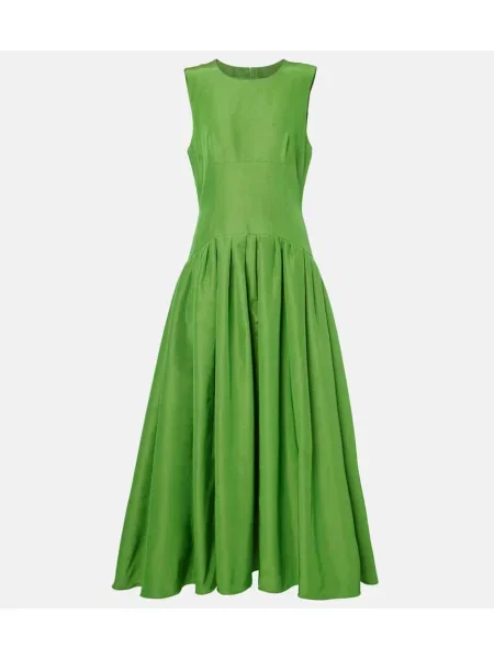 Rochie maxi Carolina Herrera plisată de costum verde